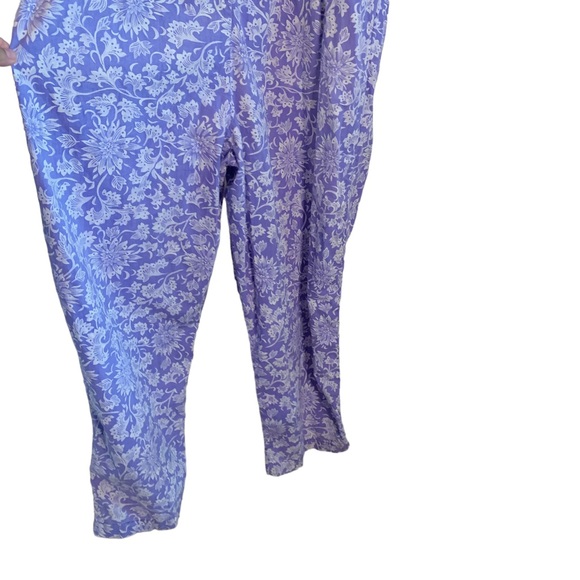 Vintage Honors Intimate Purple Patterned Jumpsuit Button Up Sleeveless Size M - Picture 3 of 7